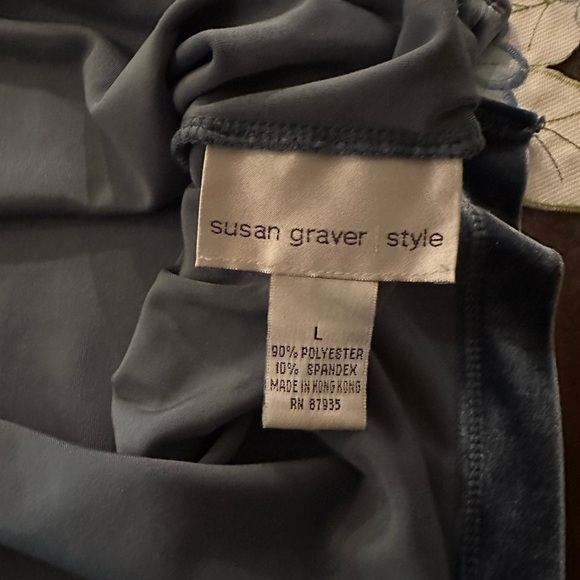 Susan Graver Vintage Elegant Navy Velvet Sleeveless Top Size Large - Picture 5 of 5